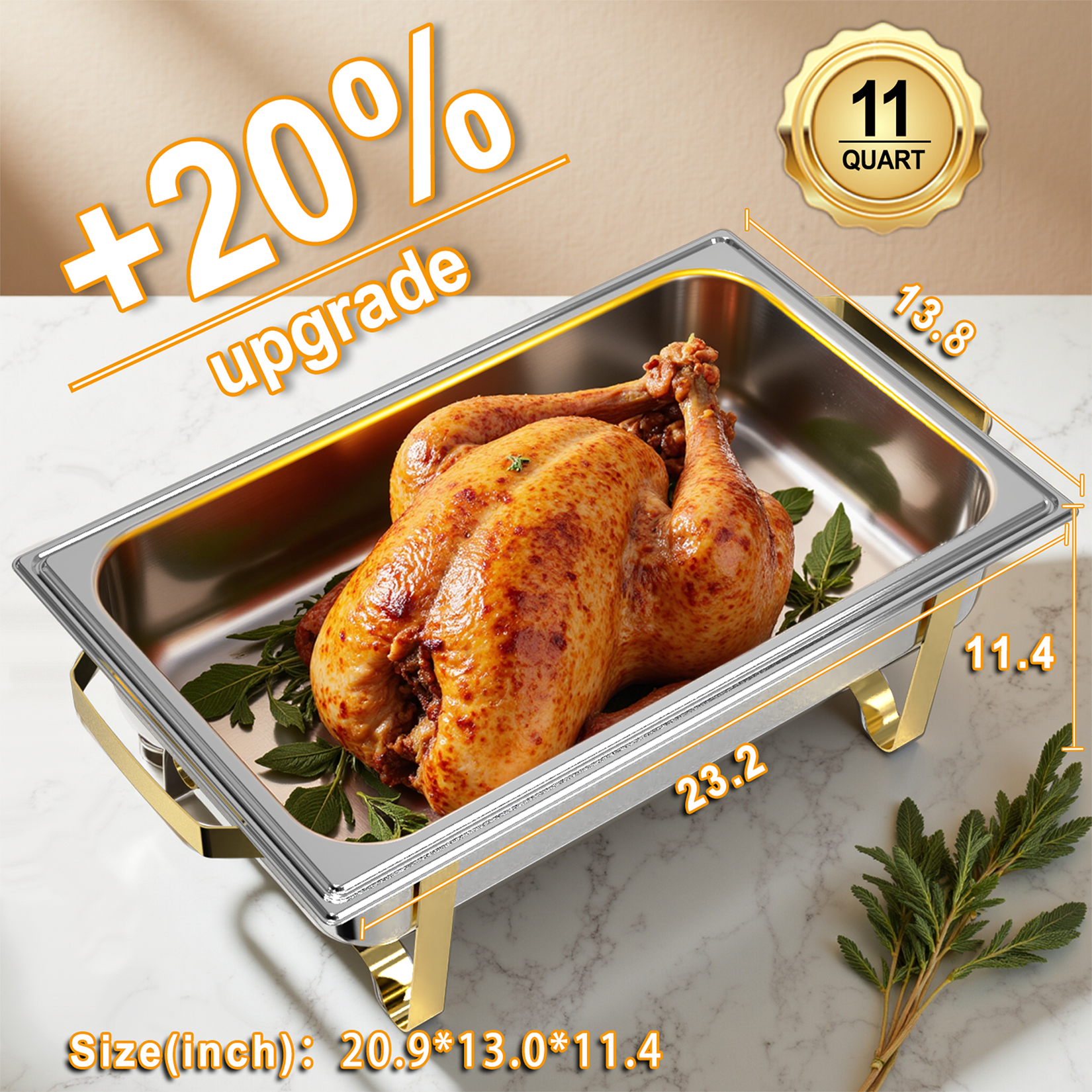 Chafing Dish Set | 11 Quarts Golden