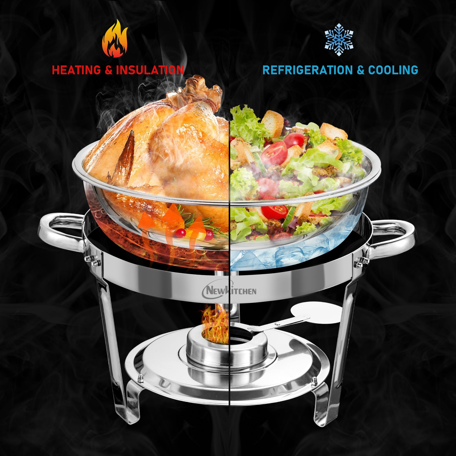 Chafing Dish Set | 5 Quarts Glass Cover
