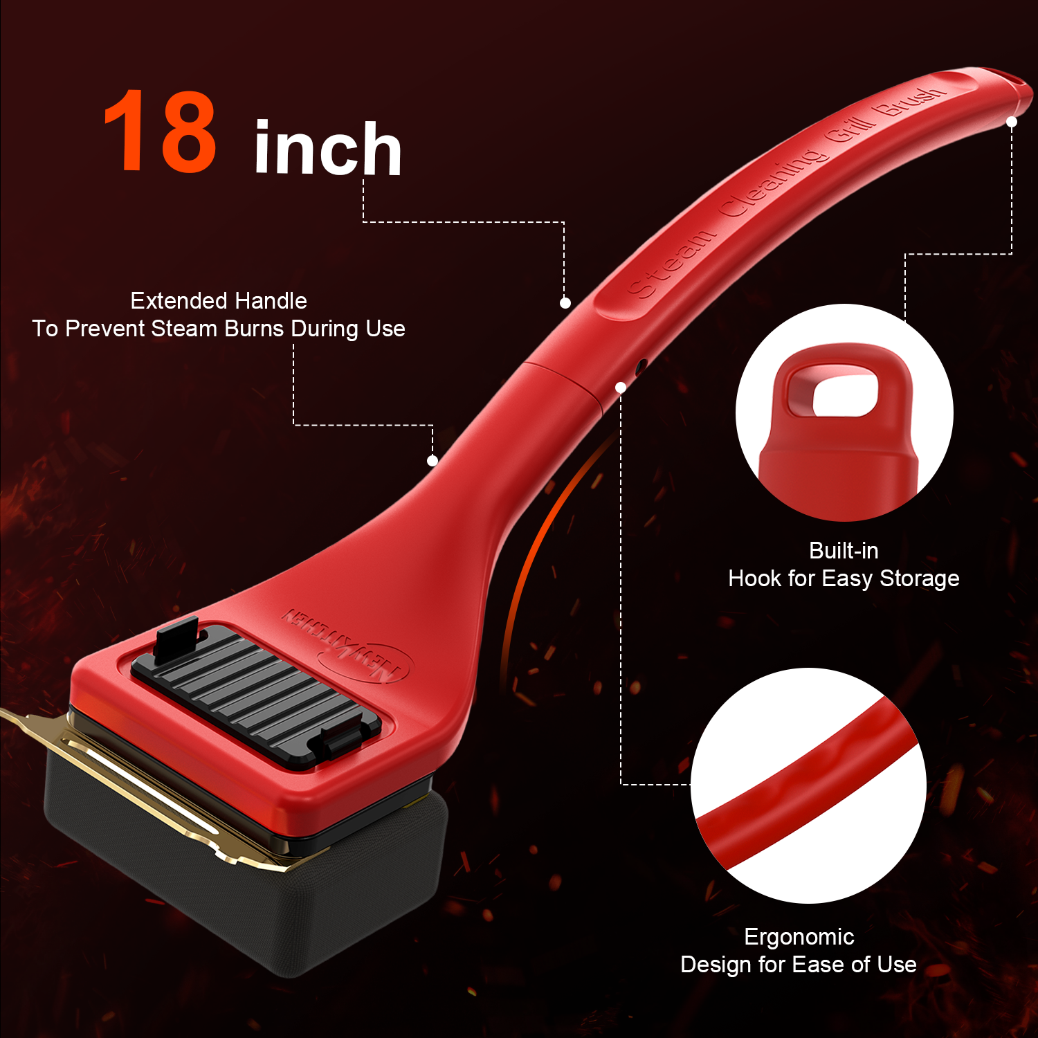 Steam Grill Brush Red