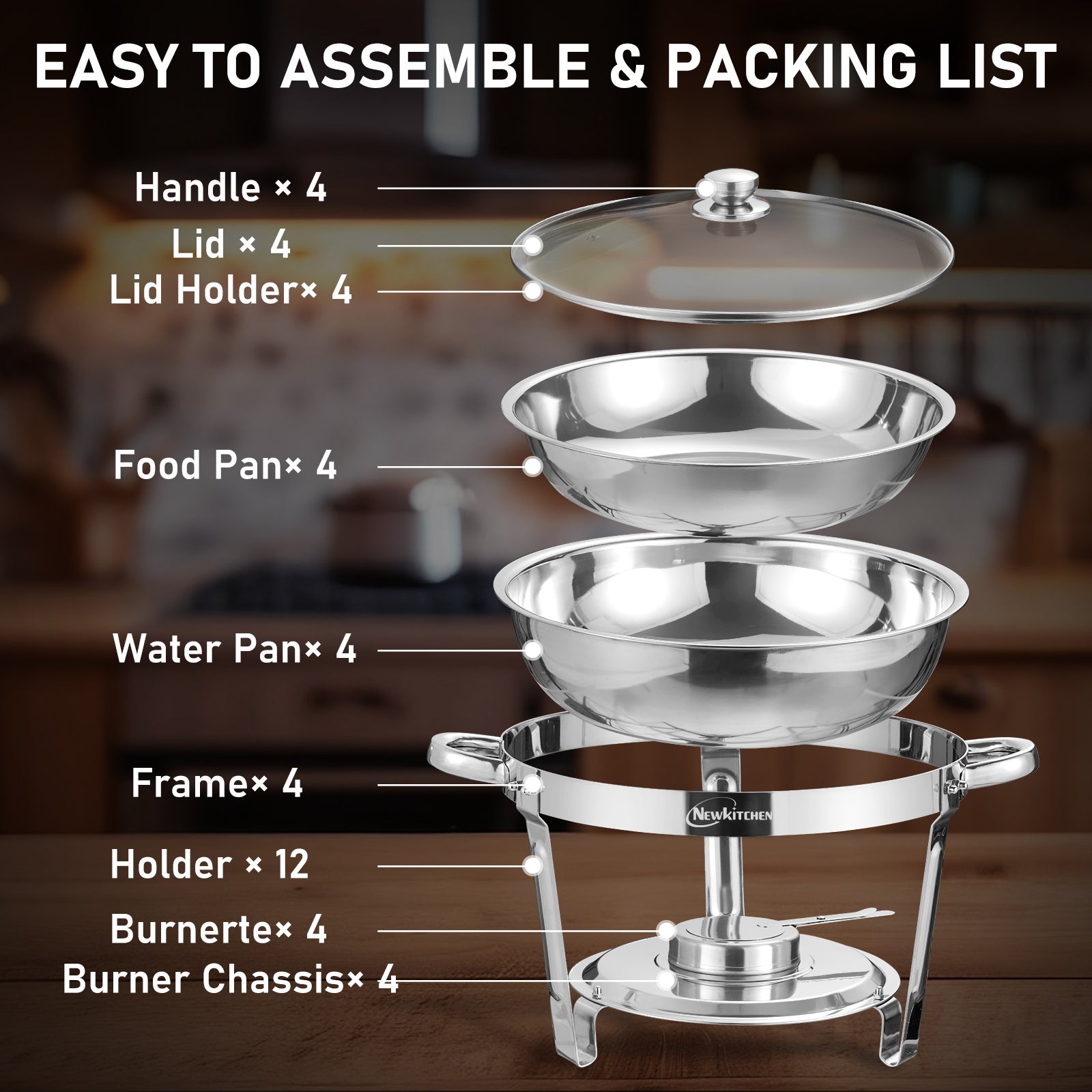 Chafing Dish Set | 5 Quarts Glass Cover