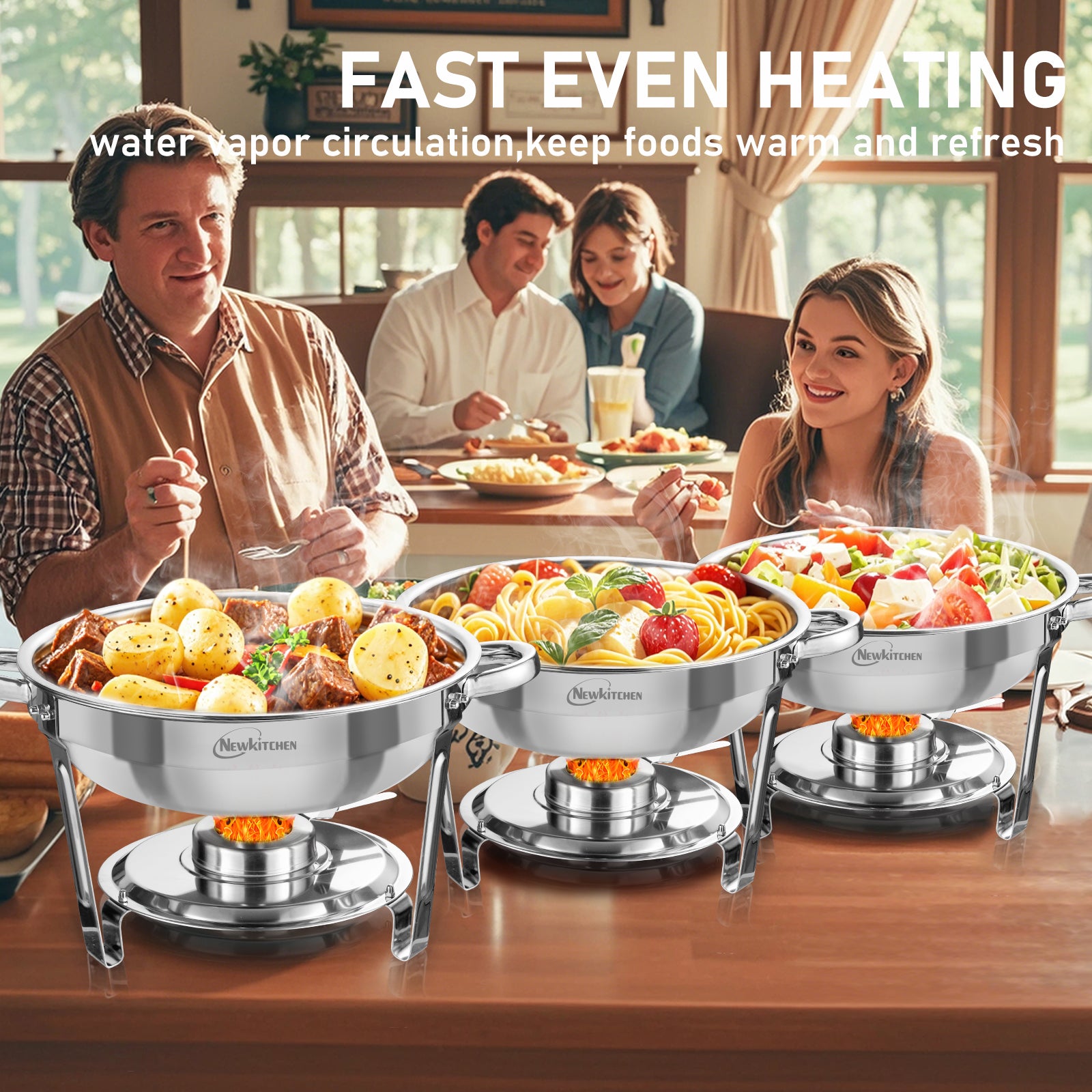 Chafing Dish Set | 5 Quarts Glass Cover