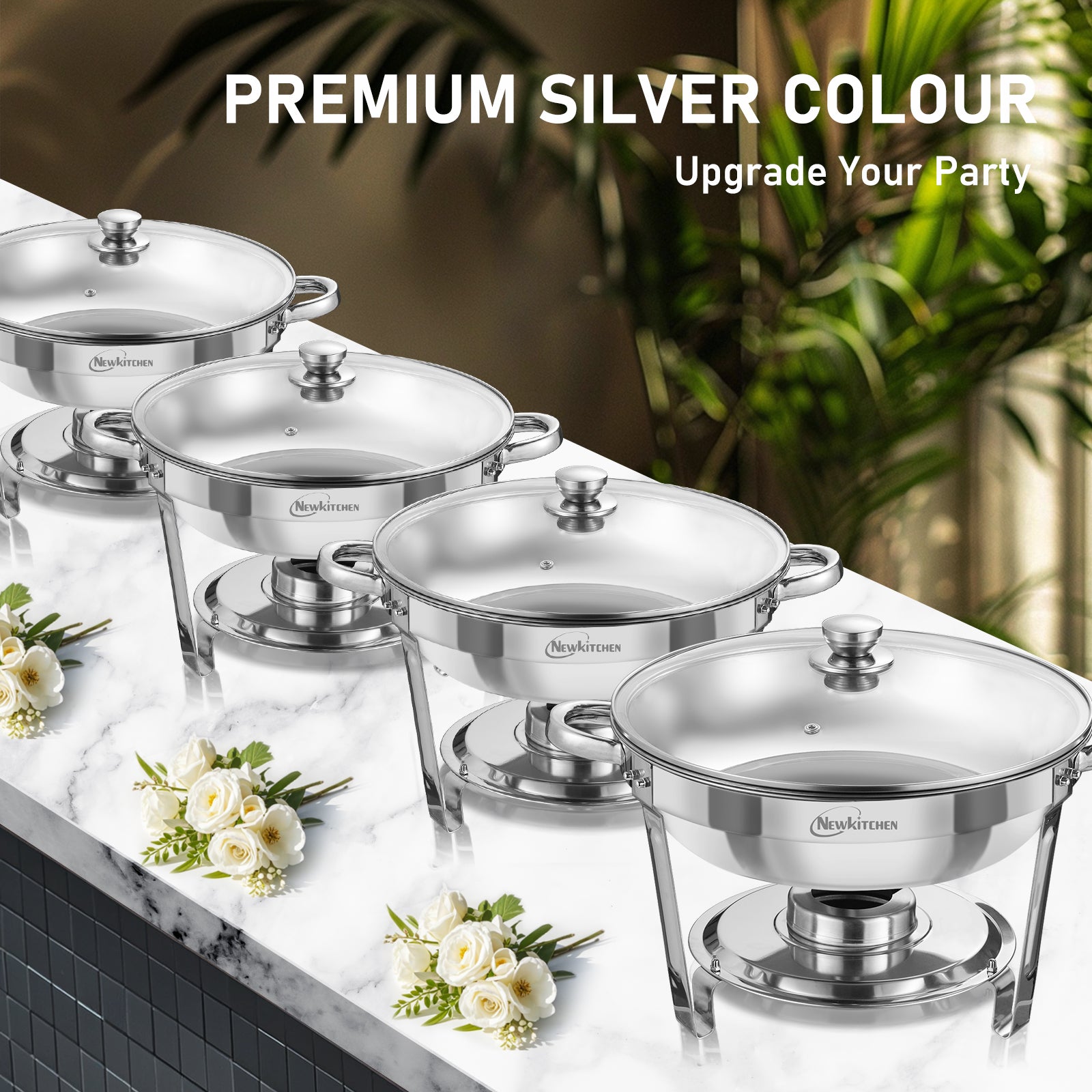 Chafing Dish Set | 5 Quarts Glass Cover