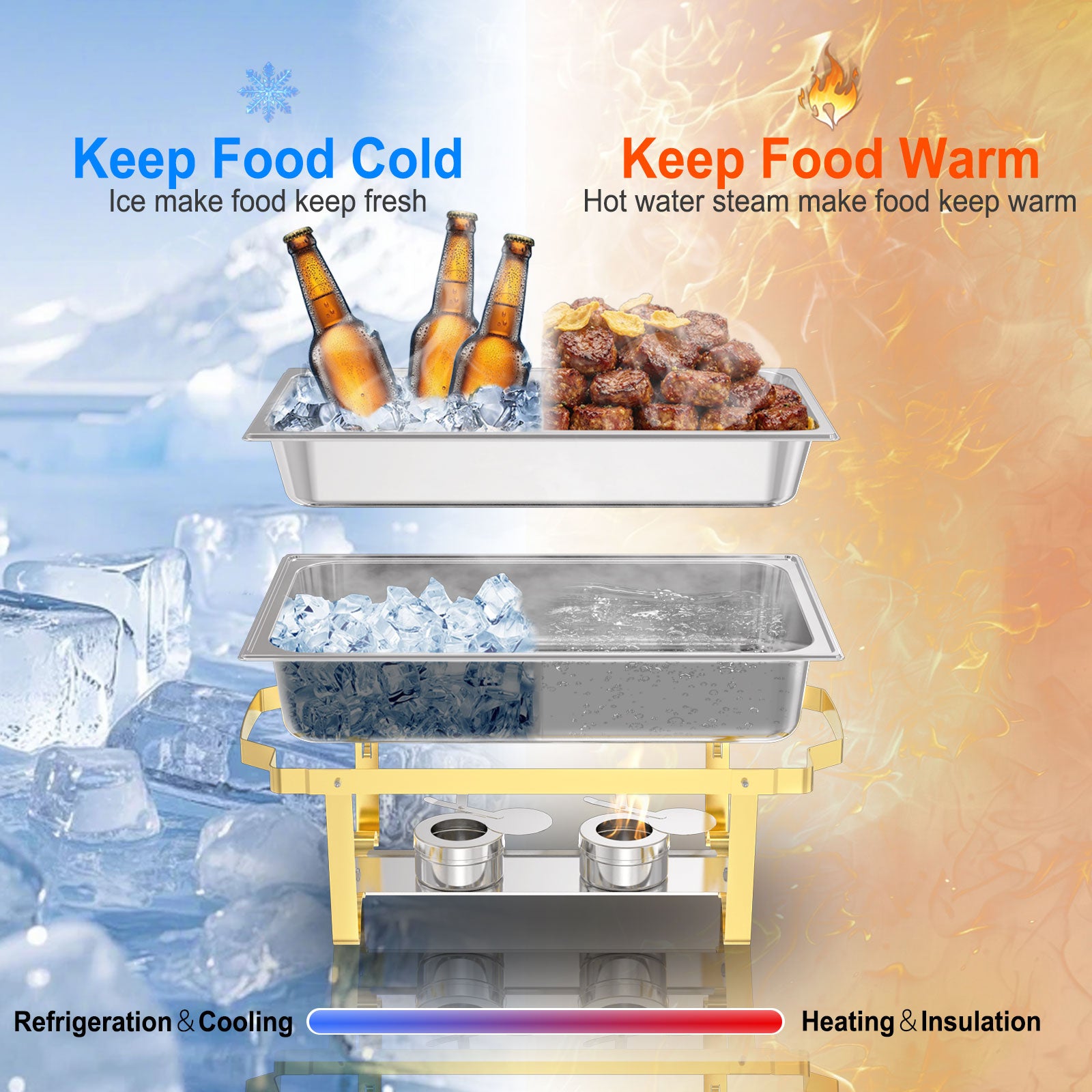 Ember Edge Chafing Dish Set | 11 Quarts Golden