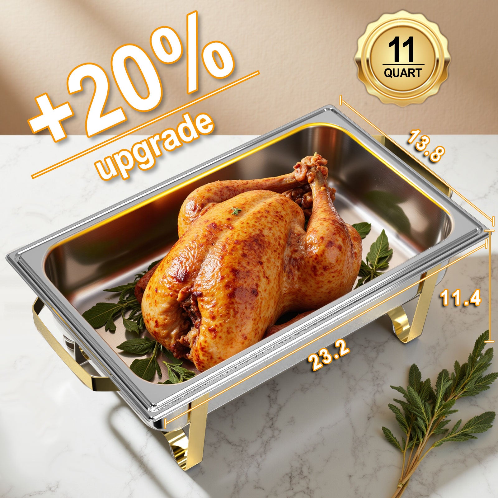 Ember Edge Chafing Dish Set | 11 Quarts Golden