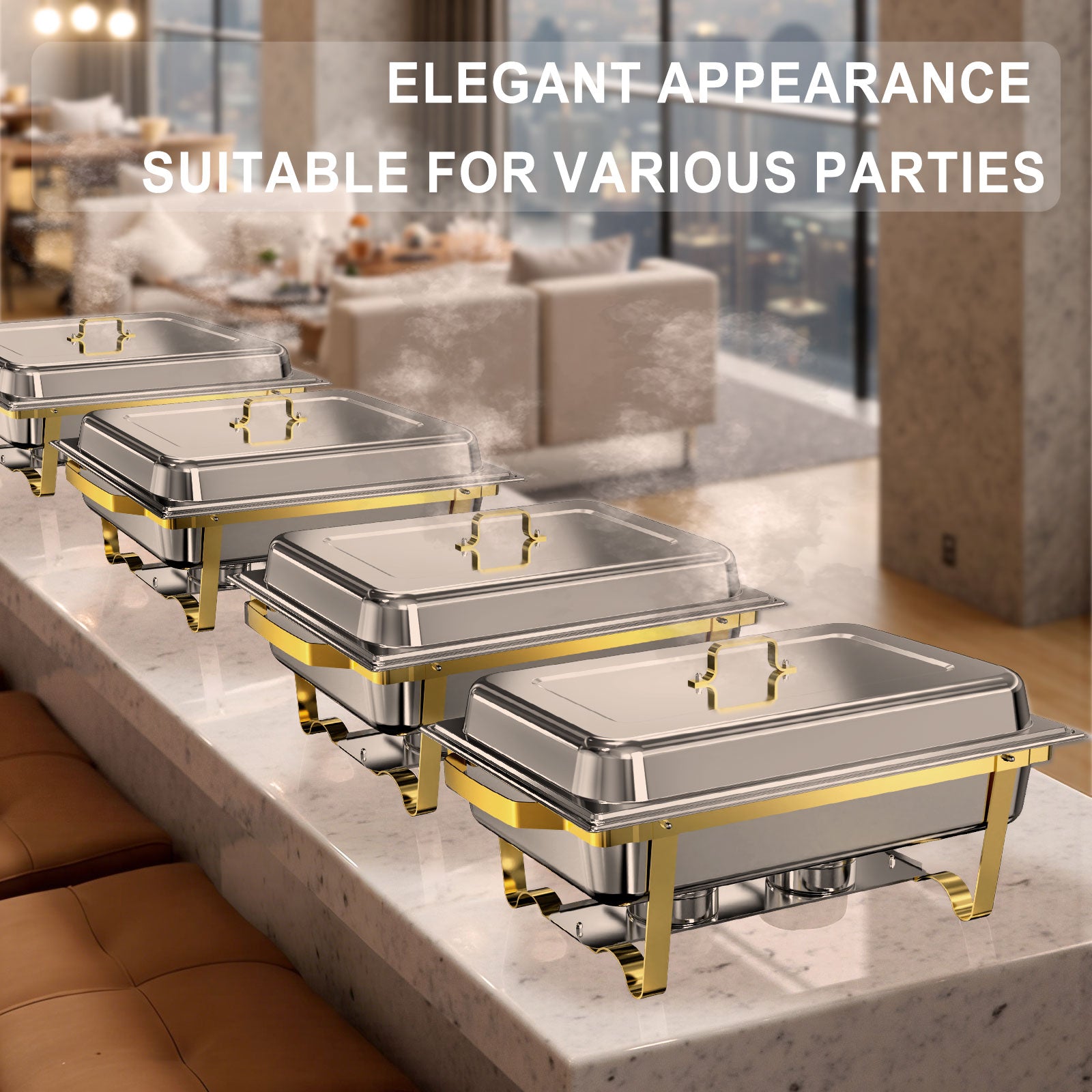 Rectangle Chafing Dish Set 11 QT | Stainless Steel | Newkitchen