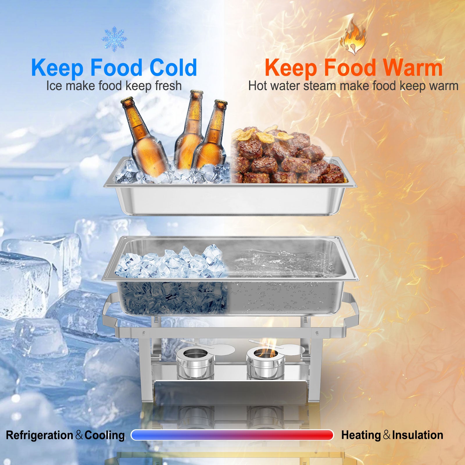 Ember Edge Chafing Dish Set | 11 Quarts Silver