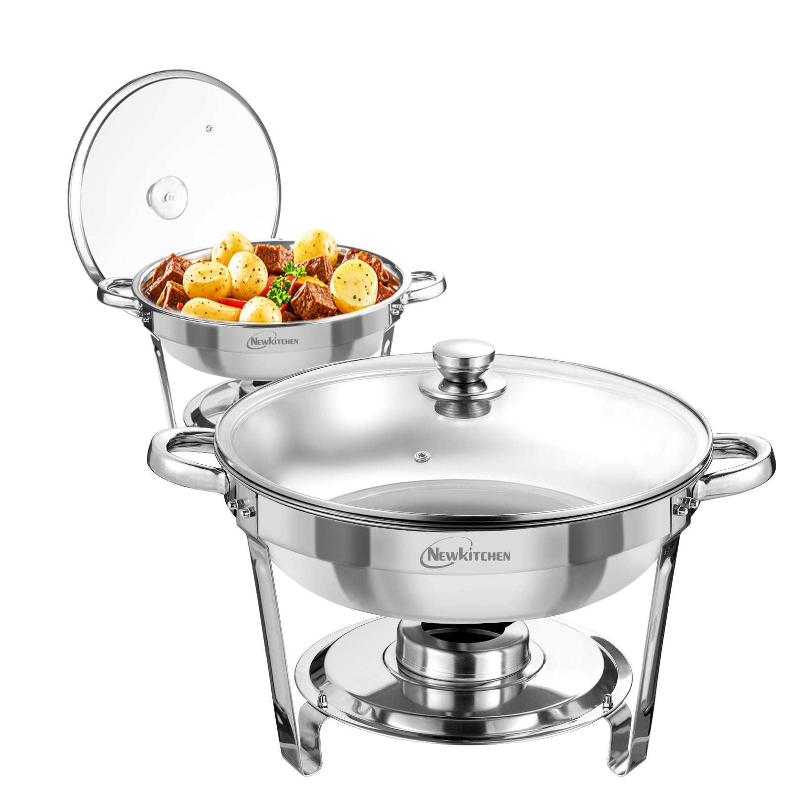 Ember Curve Chafing Dish Set | 5 Quarts Glass Lid