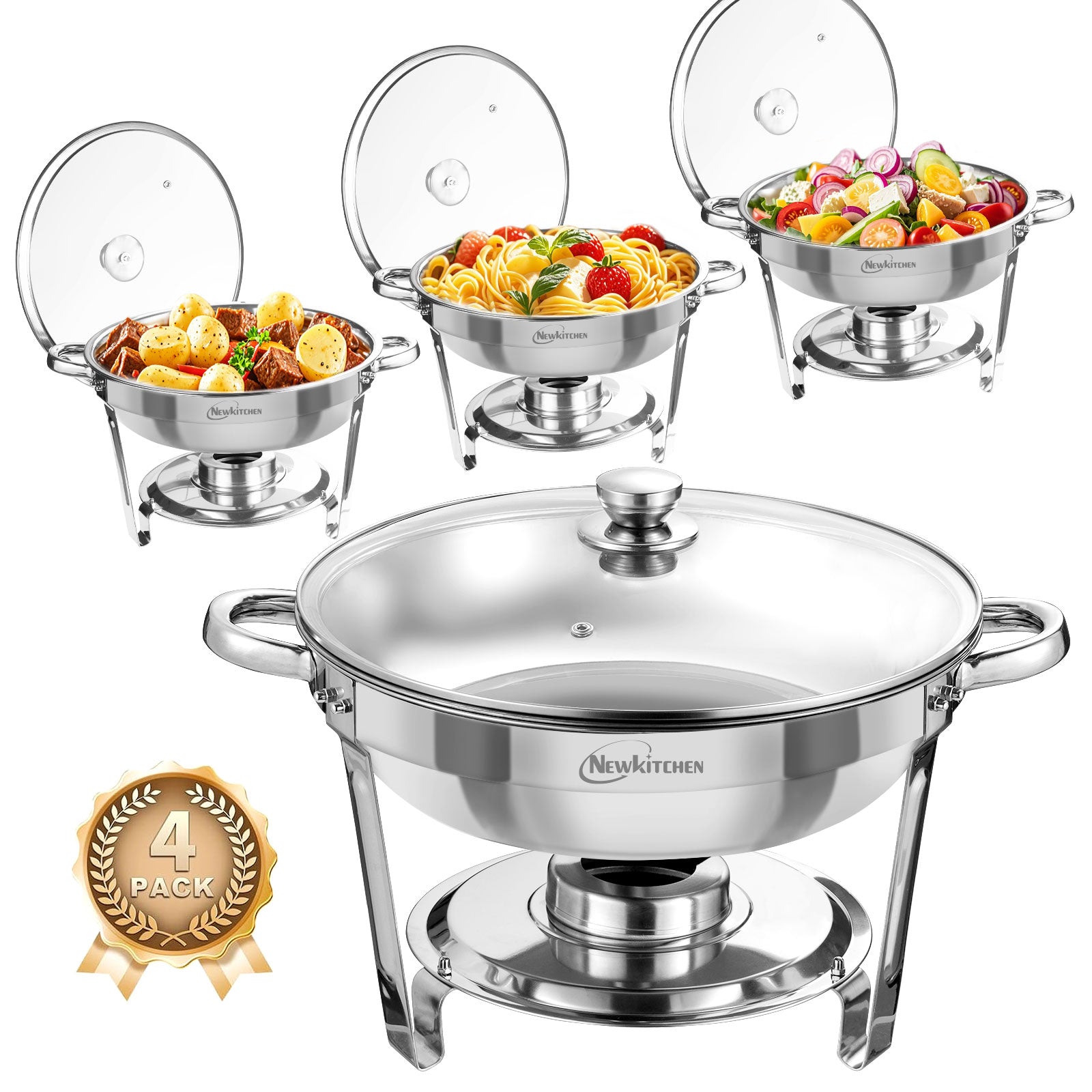 Ember Curve Chafing Dish Set | 5 Quarts Glass Lid