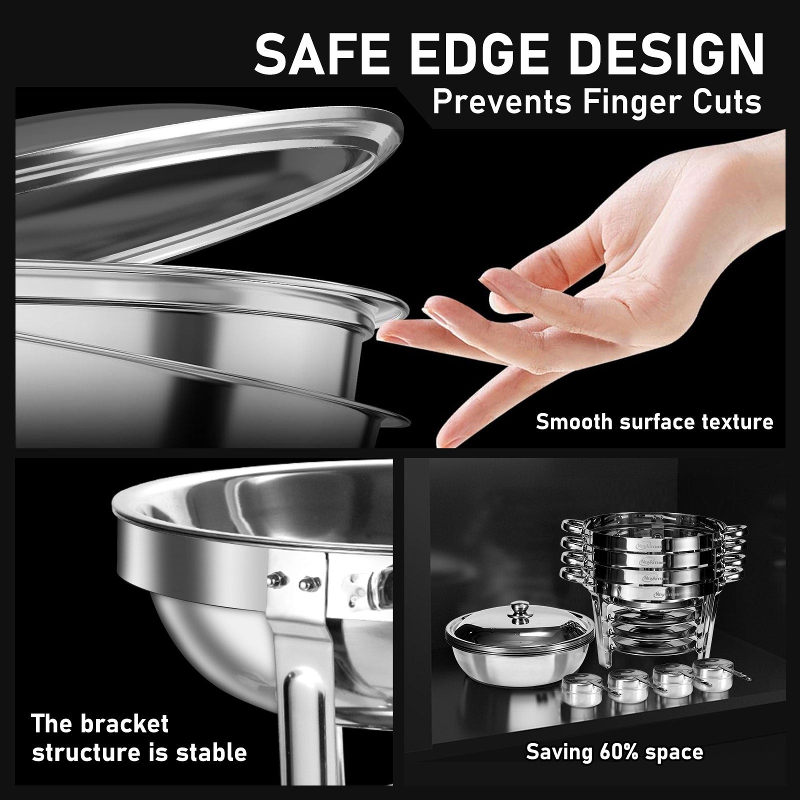 Ember Curve Chafing Dish Set | 5 Quarts Glass Lid