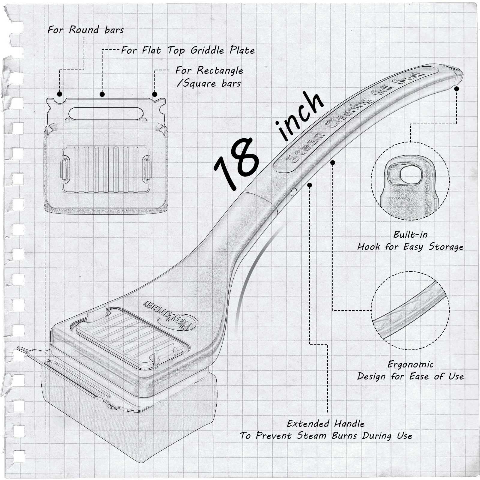 grill brush Multifunctional and practical design