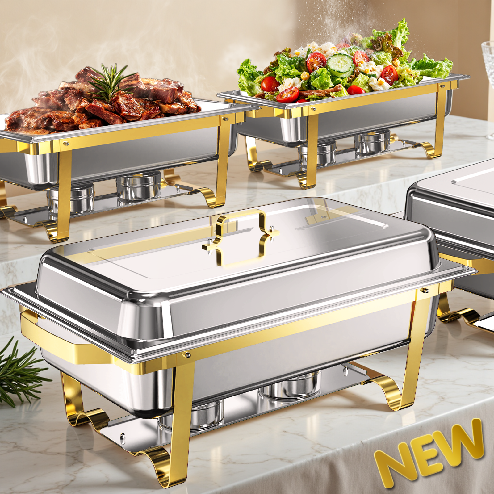 Chafing Dish Set | 11 Quarts Golden