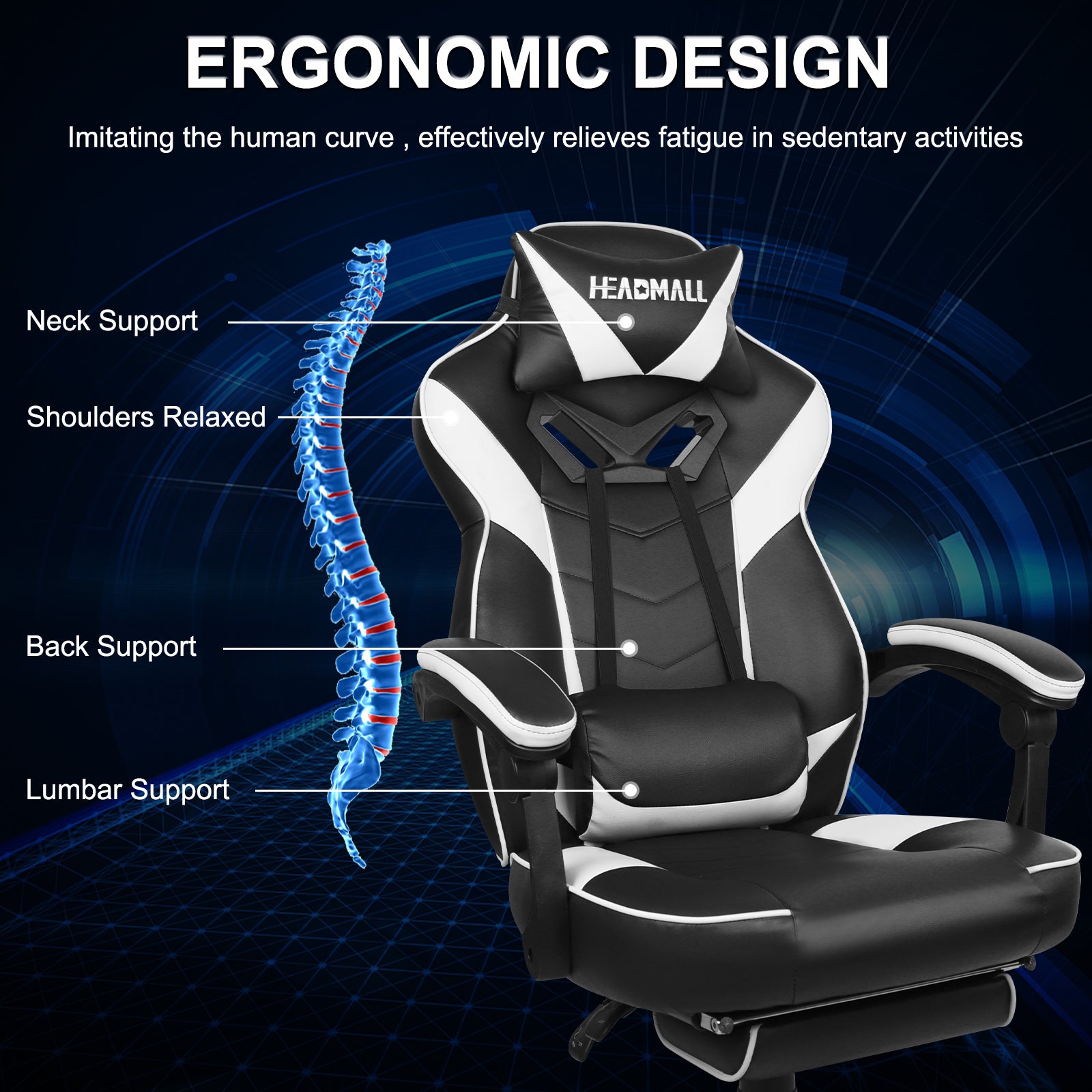 Ergonomic white Gaming Chair